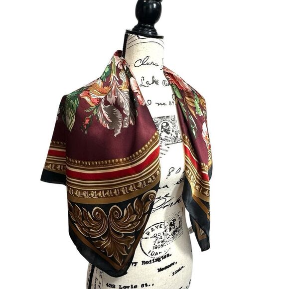 Vintage Echo Large Square Silk Floral Vatican Collection Square - Picture 3 of 8